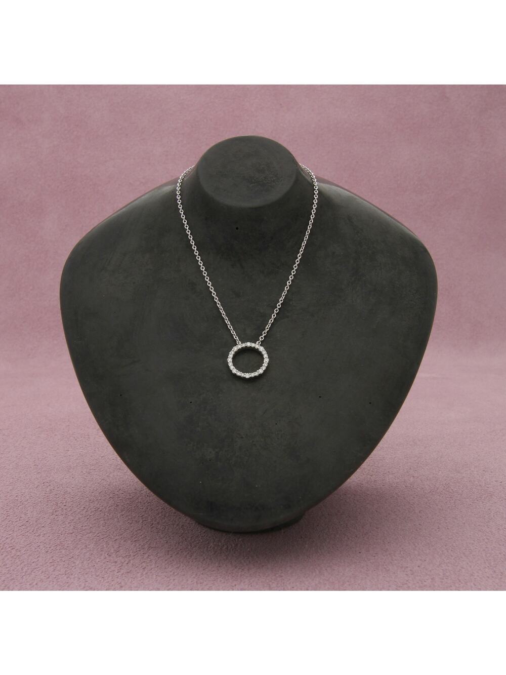 bony levy 18k white gold 0.25 ct diamond liora circle necklace size 16-18in